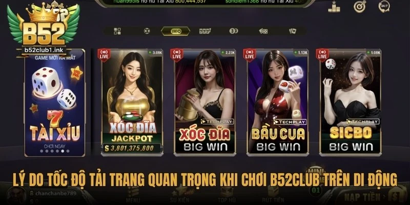 Lý do tốc độ tải trang quan trọng khi chơi B52club trên di động